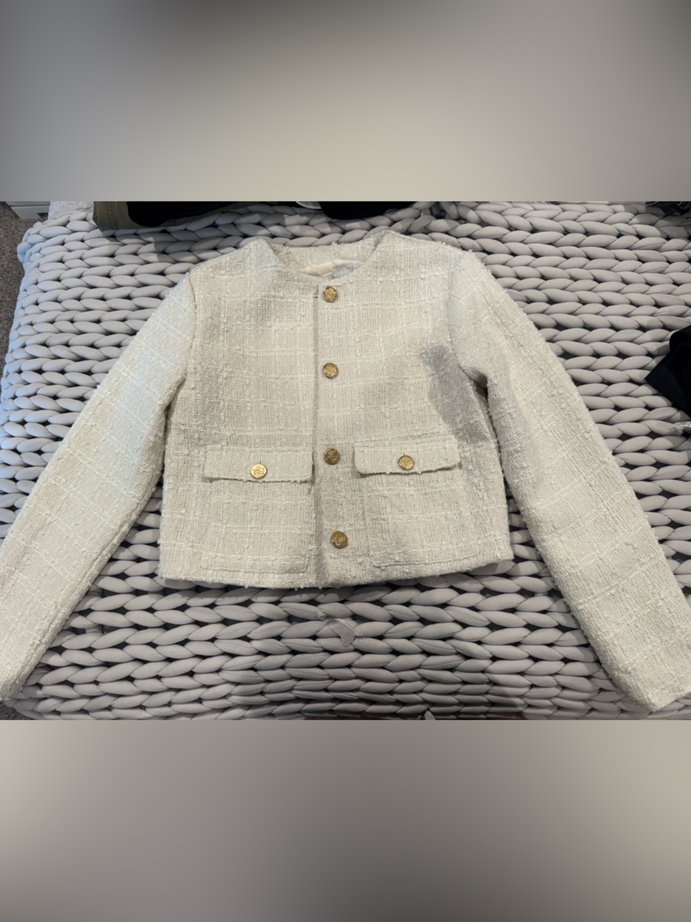 Abercrombie & Fitch Cream Tweed Blazer with Gold Buttons-Never worn but wot